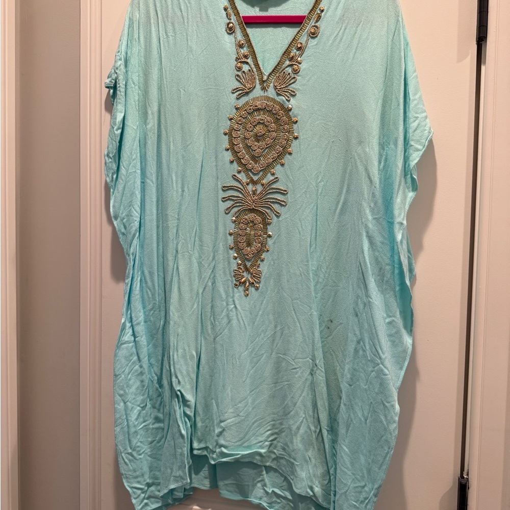 Lilly Pulitzer Blue Embellished Oversized Tunic/Caftan